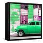 Cuba Fuerte Collection SQ - Green Classic American Car-Philippe Hugonnard-Framed Stretched Canvas