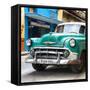 Cuba Fuerte Collection SQ - Green Classic Car-Philippe Hugonnard-Framed Stretched Canvas