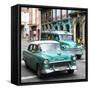 Cuba Fuerte Collection SQ - Green Taxi Cars Havana-Philippe Hugonnard-Framed Stretched Canvas