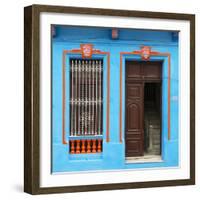 Cuba Fuerte Collection SQ - Havana Blue Façade-Philippe Hugonnard-Framed Photographic Print