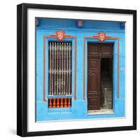 Cuba Fuerte Collection SQ - Havana Blue Façade-Philippe Hugonnard-Framed Photographic Print