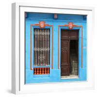 Cuba Fuerte Collection SQ - Havana Blue Façade-Philippe Hugonnard-Framed Photographic Print