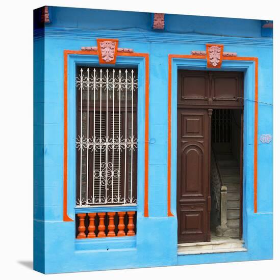 Cuba Fuerte Collection SQ - Havana Blue Façade-Philippe Hugonnard-Stretched Canvas