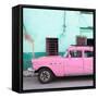 Cuba Fuerte Collection SQ - Havana Classic American Pink Car-Philippe Hugonnard-Framed Stretched Canvas