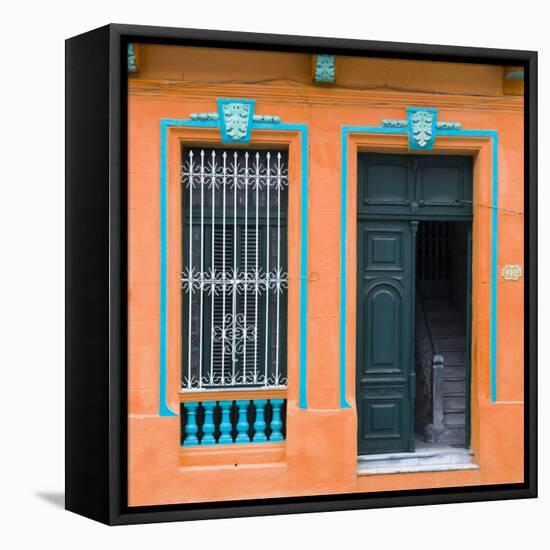 Cuba Fuerte Collection SQ - Havana Orange Façade-Philippe Hugonnard-Framed Stretched Canvas
