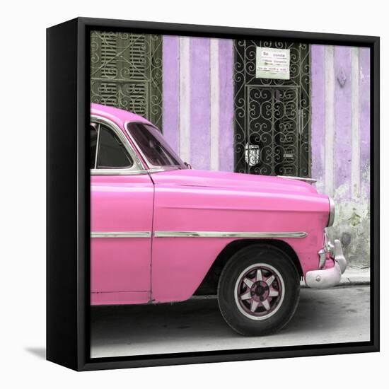 Cuba Fuerte Collection SQ - Havana Pink Car-Philippe Hugonnard-Framed Stretched Canvas