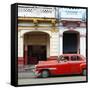 Cuba Fuerte Collection SQ - Havana Red Car-Philippe Hugonnard-Framed Stretched Canvas
