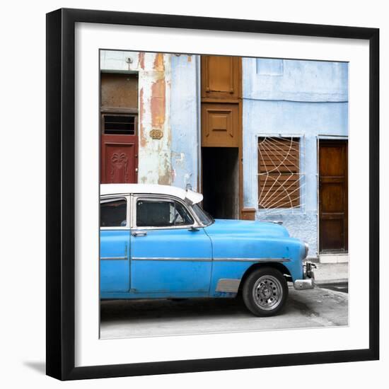 Cuba Fuerte Collection SQ - Havana's Blue Vintage Car-Philippe Hugonnard-Framed Photographic Print