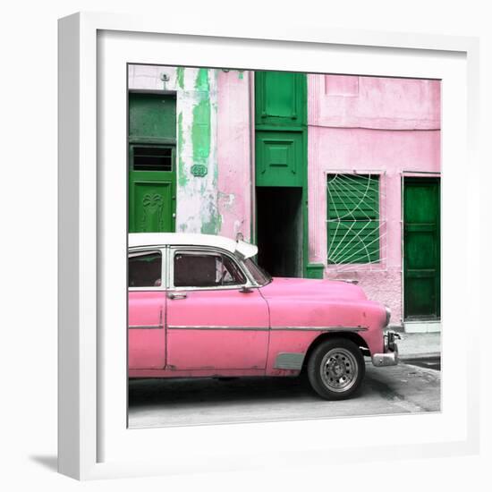 Cuba Fuerte Collection SQ - Havana's Pink Vintage Car-Philippe Hugonnard-Framed Photographic Print