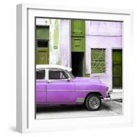 Cuba Fuerte Collection SQ - Havana's Purple Vintage Car-Philippe Hugonnard-Framed Photographic Print