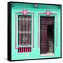 Cuba Fuerte Collection SQ - Havana Turquoise Façade-Philippe Hugonnard-Framed Stretched Canvas