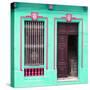 Cuba Fuerte Collection SQ - Havana Turquoise Façade-Philippe Hugonnard-Stretched Canvas