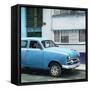 Cuba Fuerte Collection SQ - Old Blue Car in the Streets of Havana-Philippe Hugonnard-Framed Stretched Canvas