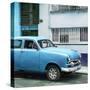 Cuba Fuerte Collection SQ - Old Blue Car in the Streets of Havana-Philippe Hugonnard-Stretched Canvas