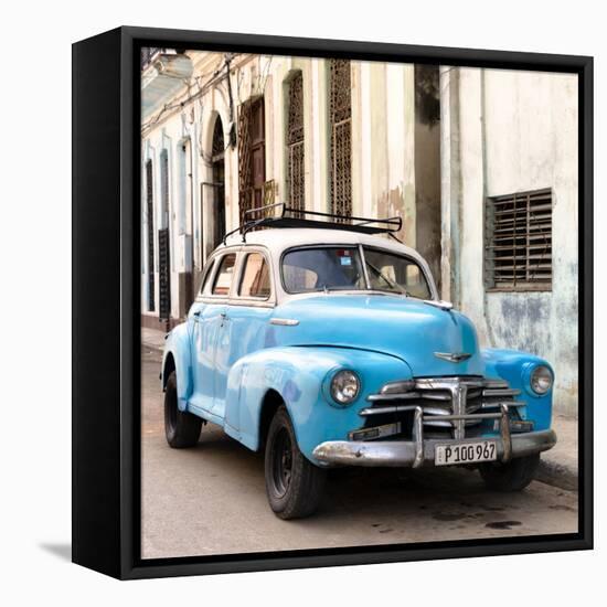 Cuba Fuerte Collection SQ - Old Blue Chevrolet in Havana-Philippe Hugonnard-Framed Stretched Canvas