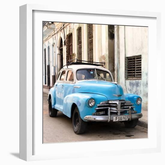 Cuba Fuerte Collection SQ - Old Blue Chevrolet in Havana-Philippe Hugonnard-Framed Photographic Print