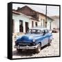 Cuba Fuerte Collection SQ - Old Blue Taxi in Trinidad-Philippe Hugonnard-Framed Stretched Canvas