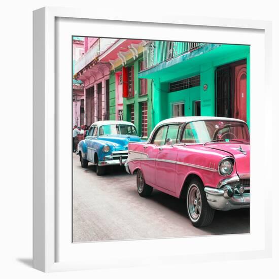 Cuba Fuerte Collection SQ - Old Cars Chevrolet Pink and Blue-Philippe Hugonnard-Framed Photographic Print