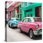 Cuba Fuerte Collection SQ - Old Cars Chevrolet Pink and Blue-Philippe Hugonnard-Stretched Canvas