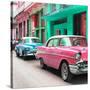 Cuba Fuerte Collection SQ - Old Cars Chevrolet Pink and Blue-Philippe Hugonnard-Stretched Canvas