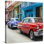 Cuba Fuerte Collection SQ - Old Cars Chevrolet Red and Purple-Philippe Hugonnard-Stretched Canvas