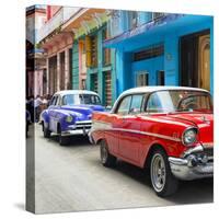 Cuba Fuerte Collection SQ - Old Cars Chevrolet Red and Purple-Philippe Hugonnard-Stretched Canvas