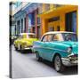 Cuba Fuerte Collection SQ - Old Cars Chevrolet Turquoise and Yellow-Philippe Hugonnard-Stretched Canvas