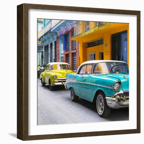 Cuba Fuerte Collection SQ - Old Cars Chevrolet Turquoise and Yellow-Philippe Hugonnard-Framed Photographic Print