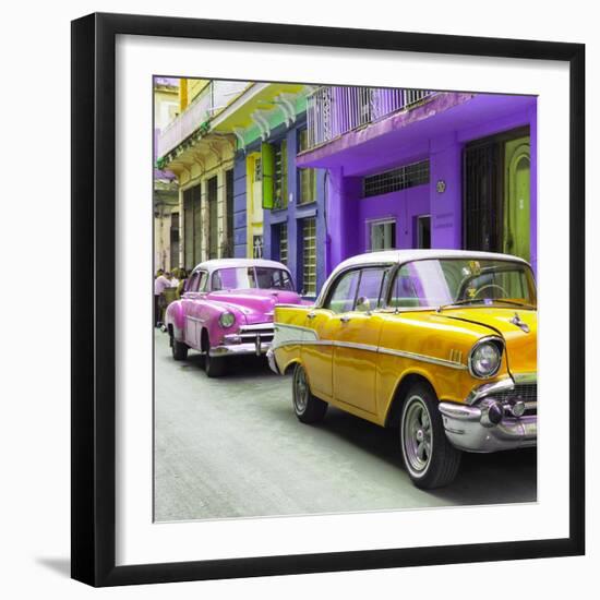 Cuba Fuerte Collection SQ - Old Cars Chevrolet Yellow and Pink-Philippe Hugonnard-Framed Photographic Print