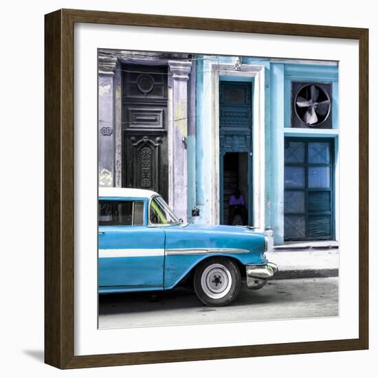 Cuba Fuerte Collection SQ - Old Classic American Blue Car-Philippe Hugonnard-Framed Photographic Print