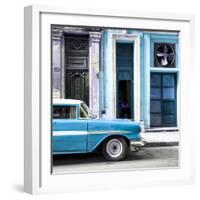 Cuba Fuerte Collection SQ - Old Classic American Blue Car-Philippe Hugonnard-Framed Photographic Print
