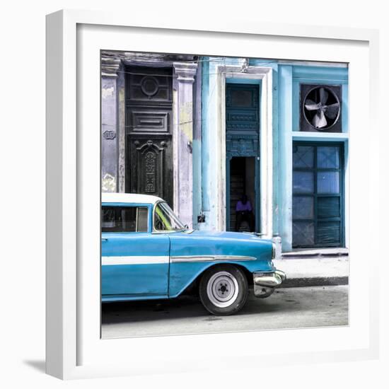 Cuba Fuerte Collection SQ - Old Classic American Blue Car-Philippe Hugonnard-Framed Photographic Print