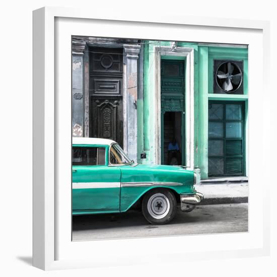 Cuba Fuerte Collection SQ - Old Classic American Green Car-Philippe Hugonnard-Framed Photographic Print