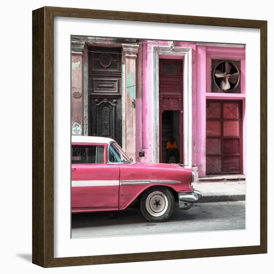 Cuba Fuerte Collection SQ - Old Classic American Pink Car-Philippe Hugonnard-Framed Photographic Print