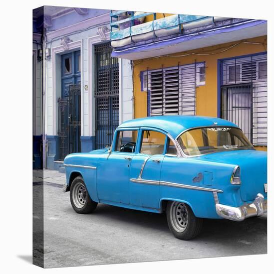 Cuba Fuerte Collection SQ - Old Cuban Blue Car-Philippe Hugonnard-Stretched Canvas