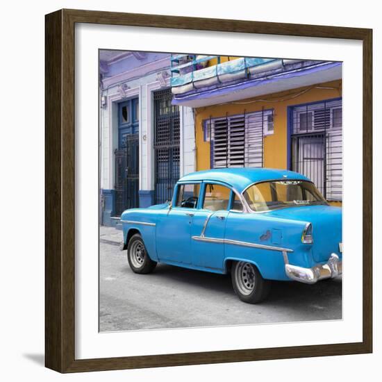 Cuba Fuerte Collection SQ - Old Cuban Blue Car-Philippe Hugonnard-Framed Photographic Print