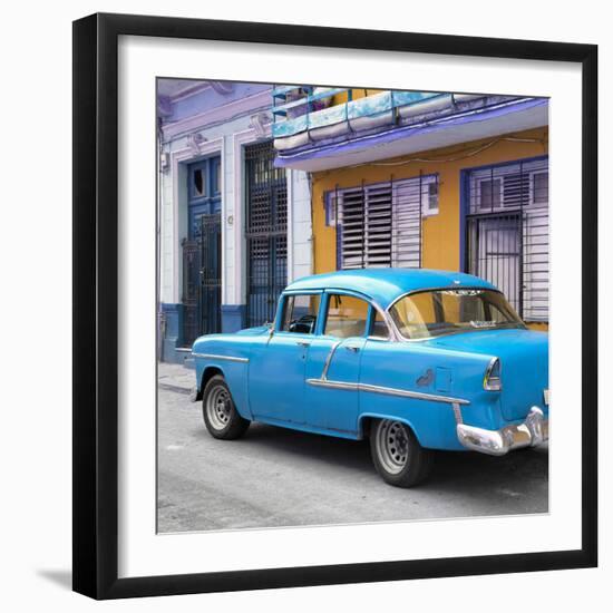 Cuba Fuerte Collection SQ - Old Cuban Blue Car-Philippe Hugonnard-Framed Photographic Print