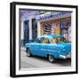 Cuba Fuerte Collection SQ - Old Cuban Blue Car-Philippe Hugonnard-Framed Photographic Print