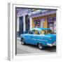 Cuba Fuerte Collection SQ - Old Cuban Blue Car-Philippe Hugonnard-Framed Photographic Print