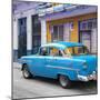 Cuba Fuerte Collection SQ - Old Cuban Blue Car-Philippe Hugonnard-Mounted Photographic Print