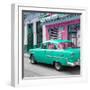 Cuba Fuerte Collection SQ - Old Cuban Coral Green Car-Philippe Hugonnard-Framed Photographic Print