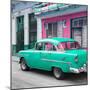 Cuba Fuerte Collection SQ - Old Cuban Coral Green Car-Philippe Hugonnard-Mounted Photographic Print