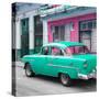 Cuba Fuerte Collection SQ - Old Cuban Coral Green Car-Philippe Hugonnard-Stretched Canvas