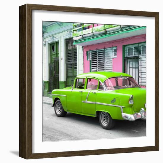 Cuba Fuerte Collection SQ - Old Cuban Green Car-Philippe Hugonnard-Framed Photographic Print