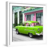 Cuba Fuerte Collection SQ - Old Cuban Green Car-Philippe Hugonnard-Framed Photographic Print