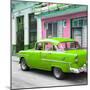 Cuba Fuerte Collection SQ - Old Cuban Green Car-Philippe Hugonnard-Mounted Photographic Print