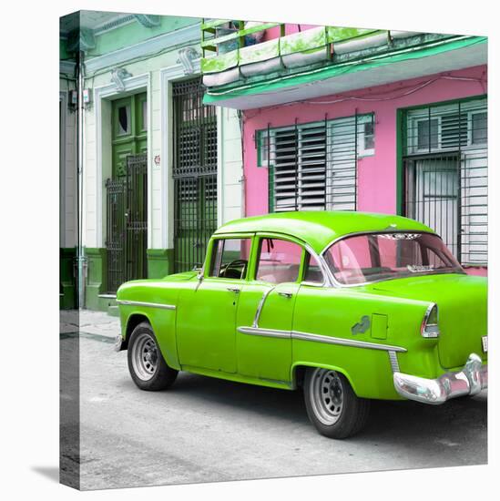 Cuba Fuerte Collection SQ - Old Cuban Green Car-Philippe Hugonnard-Stretched Canvas