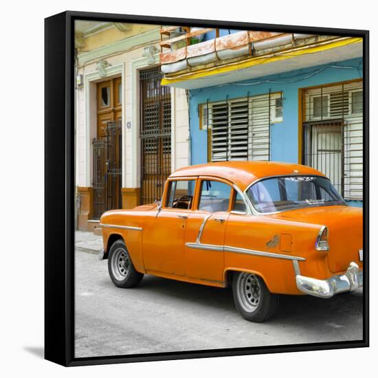 Cuba Fuerte Collection SQ - Old Cuban Orange Car-Philippe Hugonnard-Framed Stretched Canvas