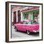 Cuba Fuerte Collection SQ - Old Cuban Pink Car-Philippe Hugonnard-Framed Photographic Print