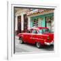 Cuba Fuerte Collection SQ - Old Cuban Red Car-Philippe Hugonnard-Framed Photographic Print